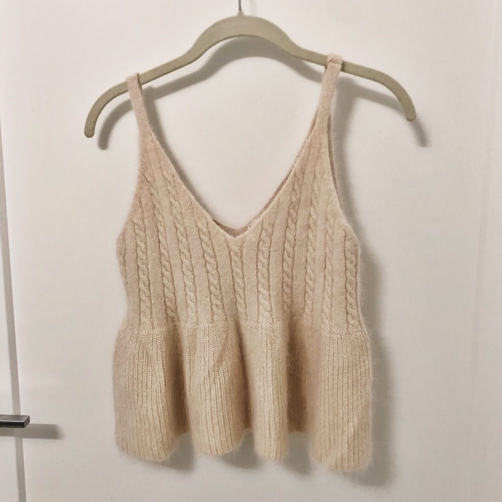 Sadie & Sage cream Sweater peplum Blouse size S